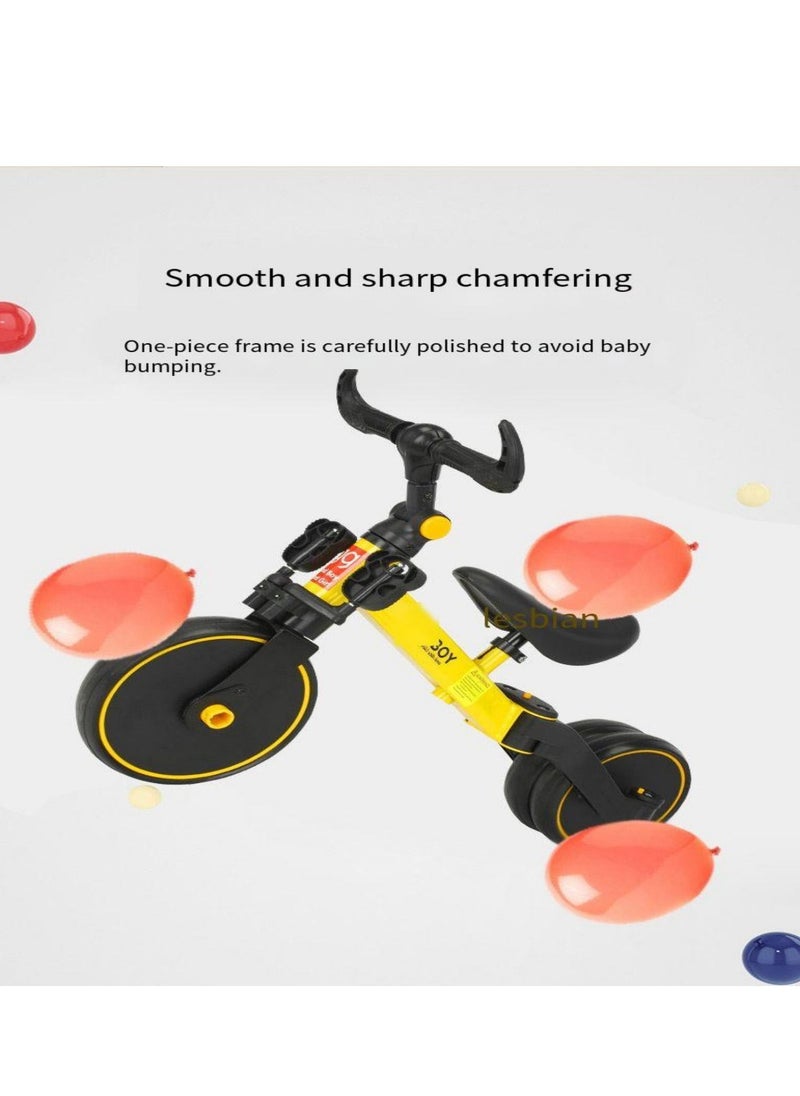 3-in-1 Convertible Kids Tricycle Balance Bike (Yellow)
