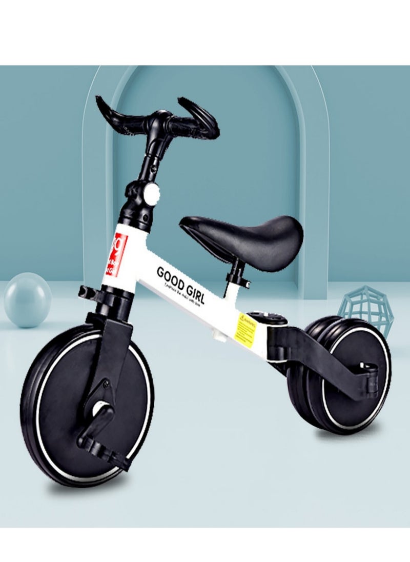 3-in-1 Convertible Kids Tricycle Balance Bike (White)