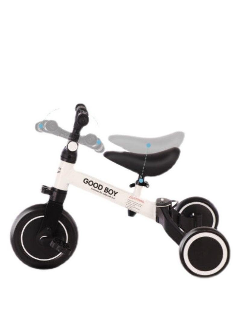 3-in-1 Convertible Kids Tricycle Balance Bike (White)