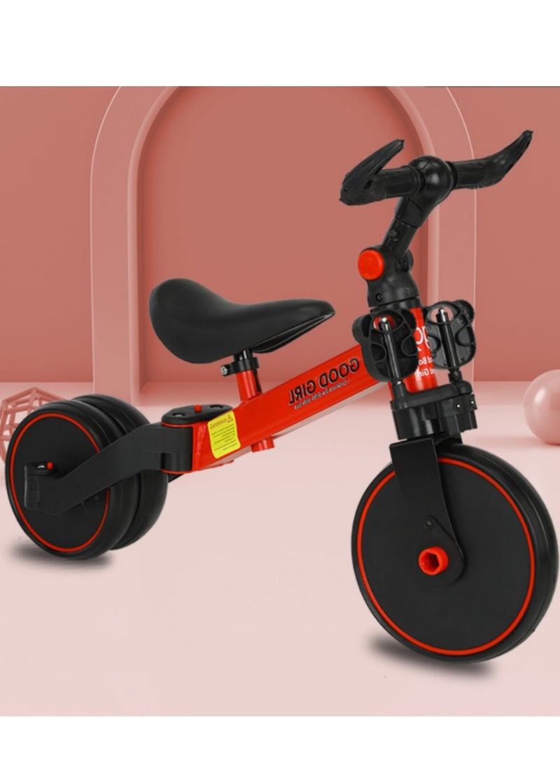3-in-1 Convertible Kids Tricycle Balance Bike (Red)