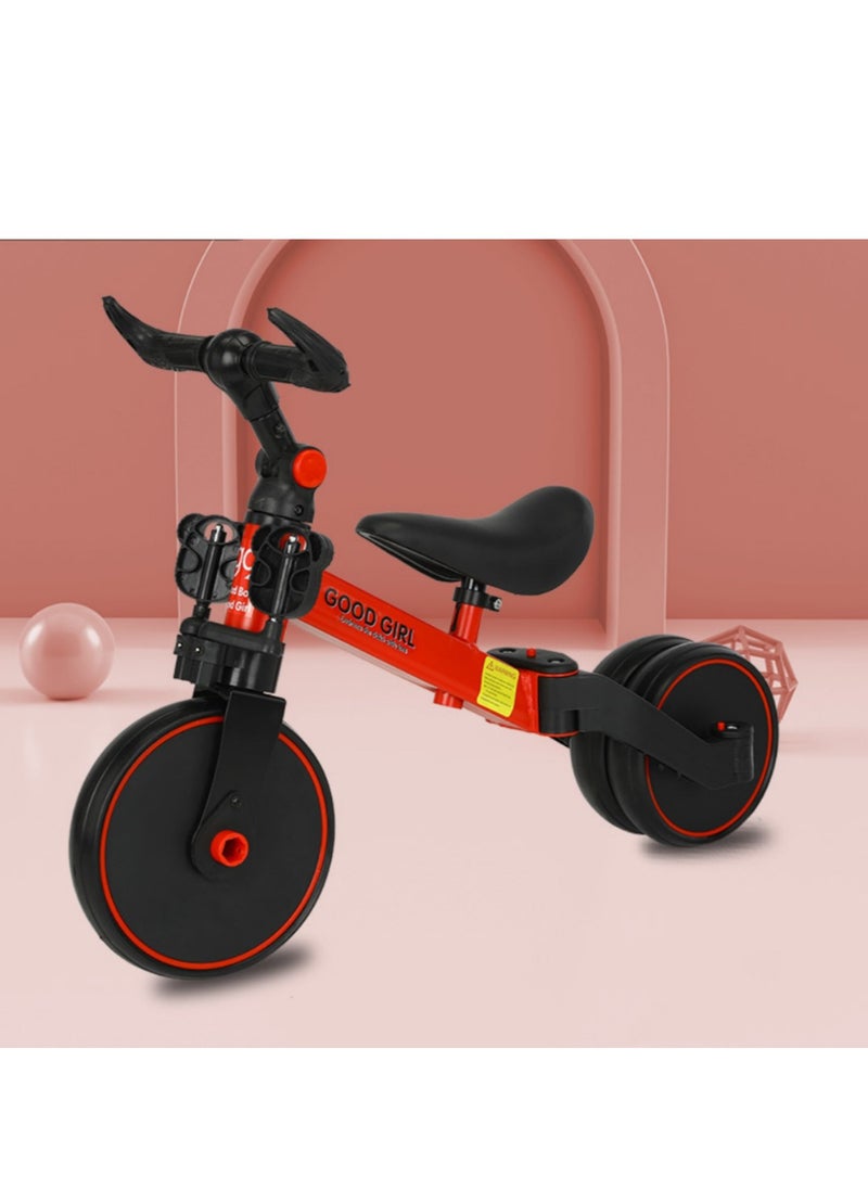 3-in-1 Convertible Kids Tricycle Balance Bike (Red)