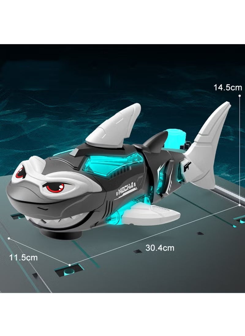 Electric Shark Toy Cute Robotic Shark Toy Crawling Electric Fish Simulated Shark Interactive Musical Toy with Automatic Driving, Playing Music, Led Lights Kids Gifts (Black)