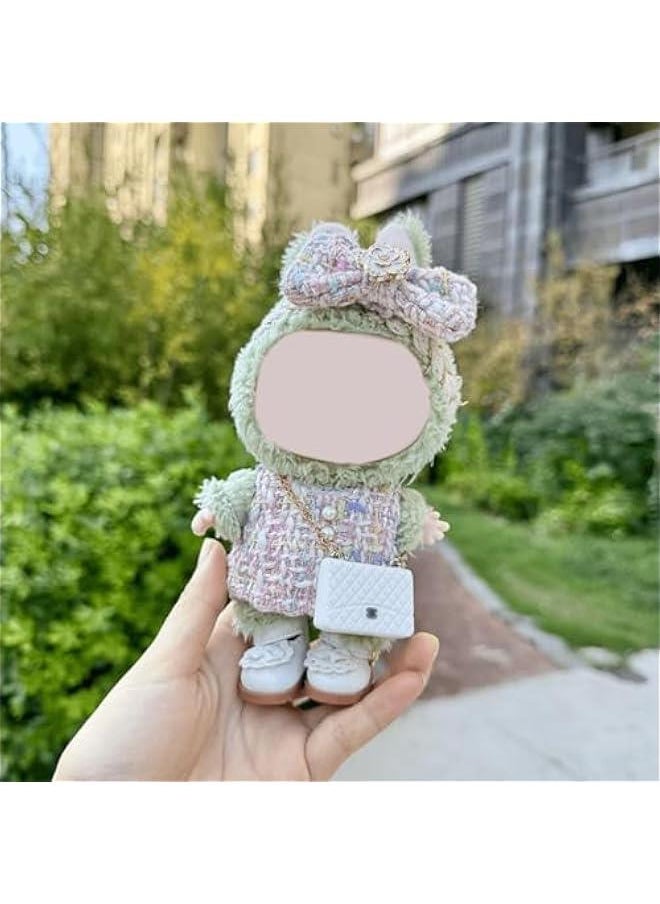 Labubu Clothes - Labubu Outfit,Chic Style Set for Labubu Dolls,17cm Doll Clothes Suitable for labubu Dolls Accessories，Shoes + 1 Clothes + 1 Bag + 1 Hairband (Style B )