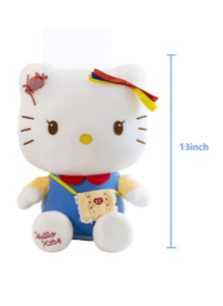 Kawaii Kitty Plush Toys, 13 inch Cute Kitty Stuffed Animals Toys (Blue)