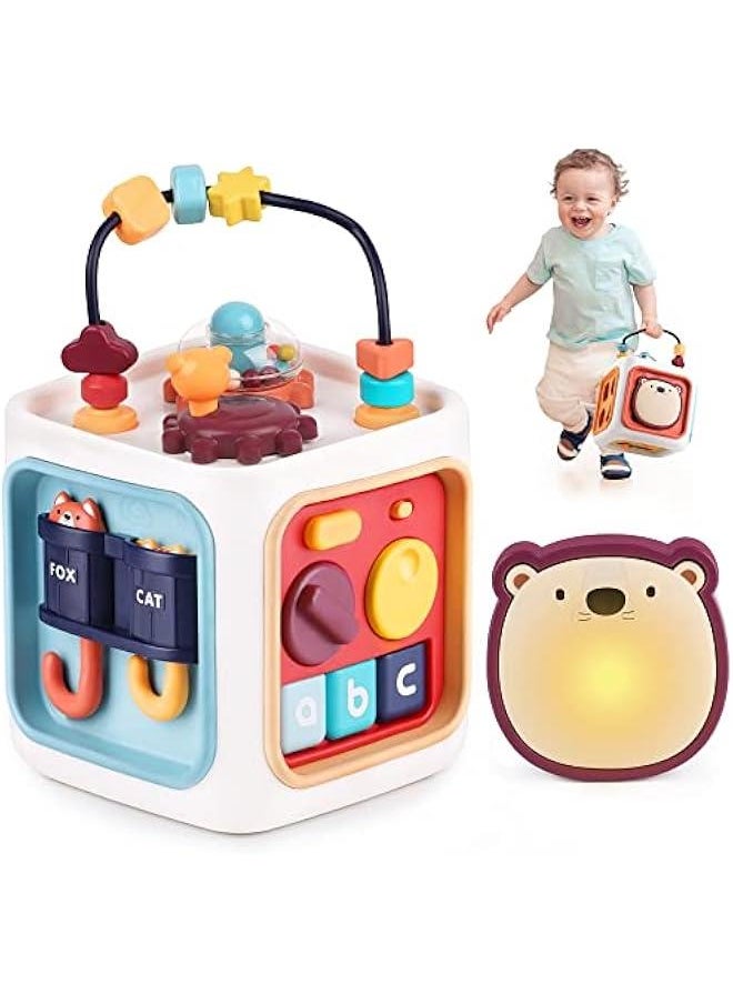 Baby Learning Activity Cube, Montessori Sensory Toys for Toddlers 1-3, Infant Educational Busy Center, Travel Carseat Toy, Birthday Gifts for 6 9 12 18 Month, 1 2 3 Year Old Boys Girls