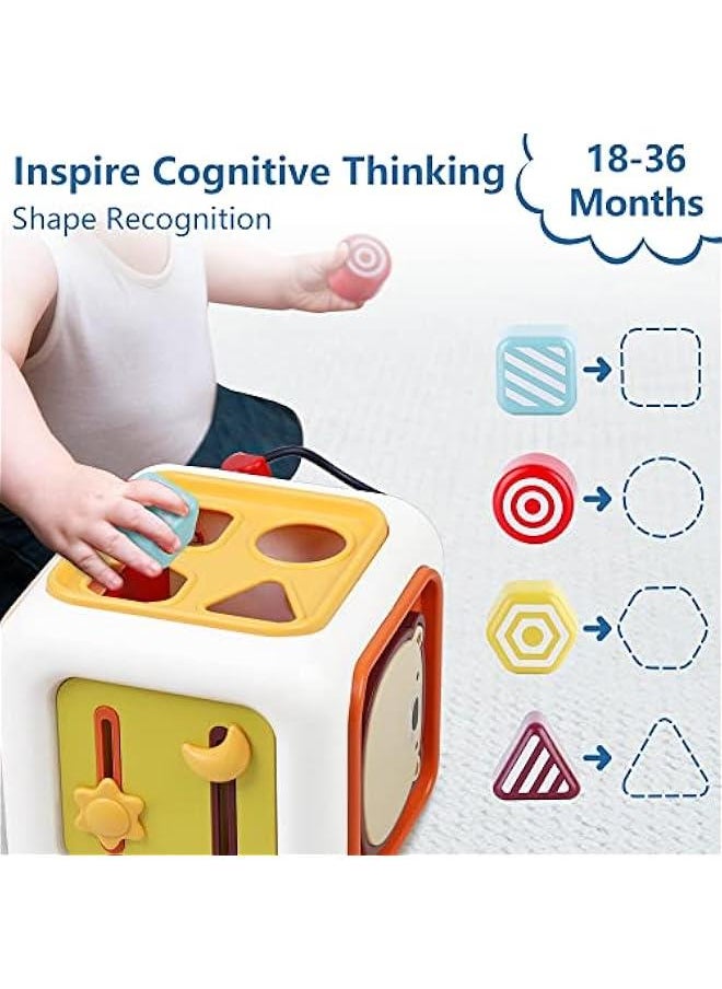Baby Learning Activity Cube, Montessori Sensory Toys for Toddlers 1-3, Infant Educational Busy Center, Travel Carseat Toy, Birthday Gifts for 6 9 12 18 Month, 1 2 3 Year Old Boys Girls