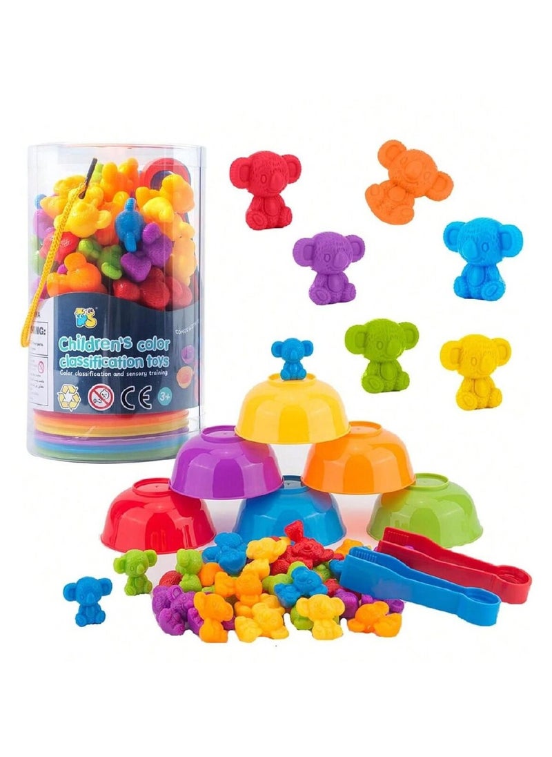 Kids Counting Koala Toys, Matching Game with Sorting Bowls for Preschool Learning Color Classification and Sensory Game Set