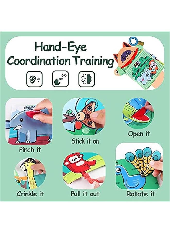 Soft Baby Books 1 Year Old, Babies Animal Cloth Book 6-12 Month, Infant Touch Feel Crinkle Book, Toddler Carseat Crib Bedtime Toy, Newborn Birthday Easter Gift 9 18M 2 3 Yr Kid Boy Girl