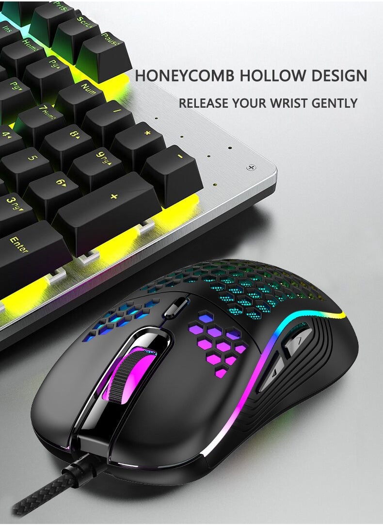 Honeycomb RGB Wired Gaming Mouse, Lightweight Design, Ergonomic Grip, Suitable for Desktop, Laptop, Office, Gaming