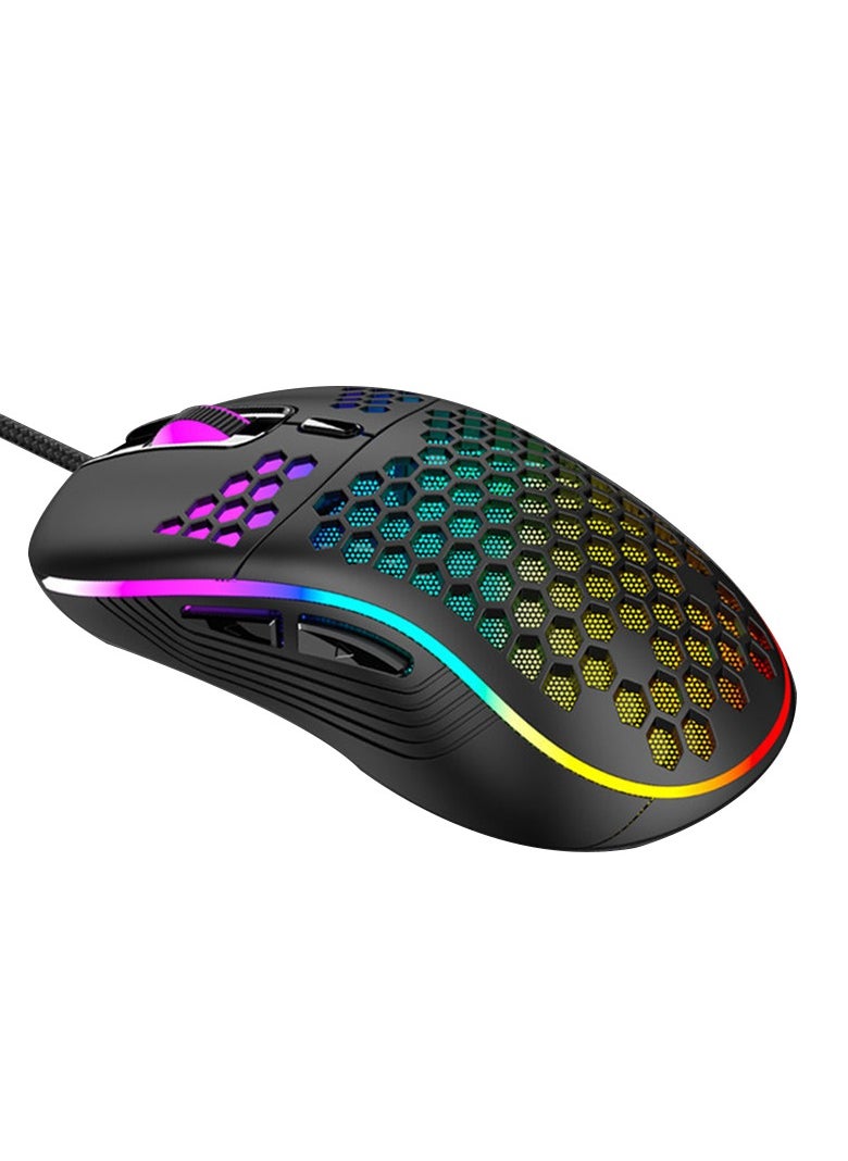 Honeycomb RGB Wired Gaming Mouse, Lightweight Design, Ergonomic Grip, Suitable for Desktop, Laptop, Office, Gaming