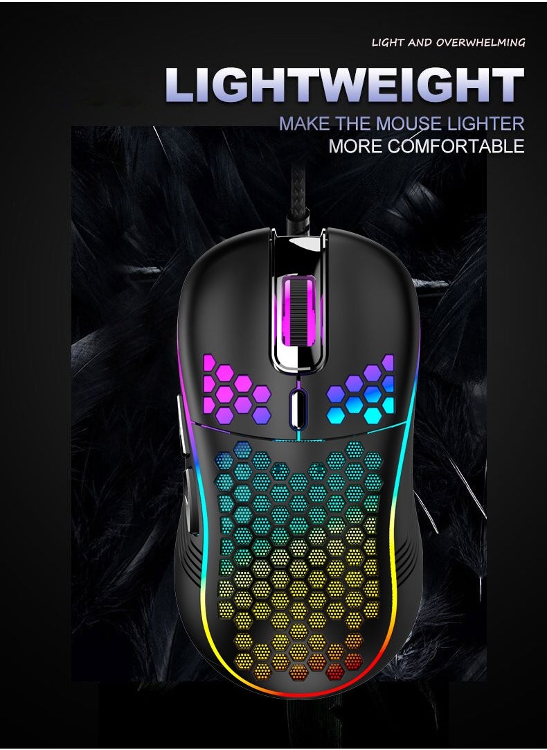 Honeycomb RGB Wired Gaming Mouse, Lightweight Design, Ergonomic Grip, Suitable for Desktop, Laptop, Office, Gaming