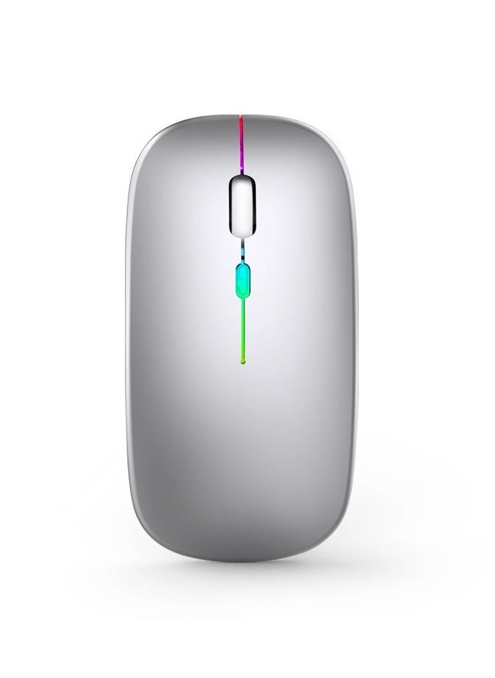 Rechargeable Dual-Mode Wireless Mouse with RGB Light, 2.4G and Bluetooth 5.1, Portable Silent Mouse for Office and Travel