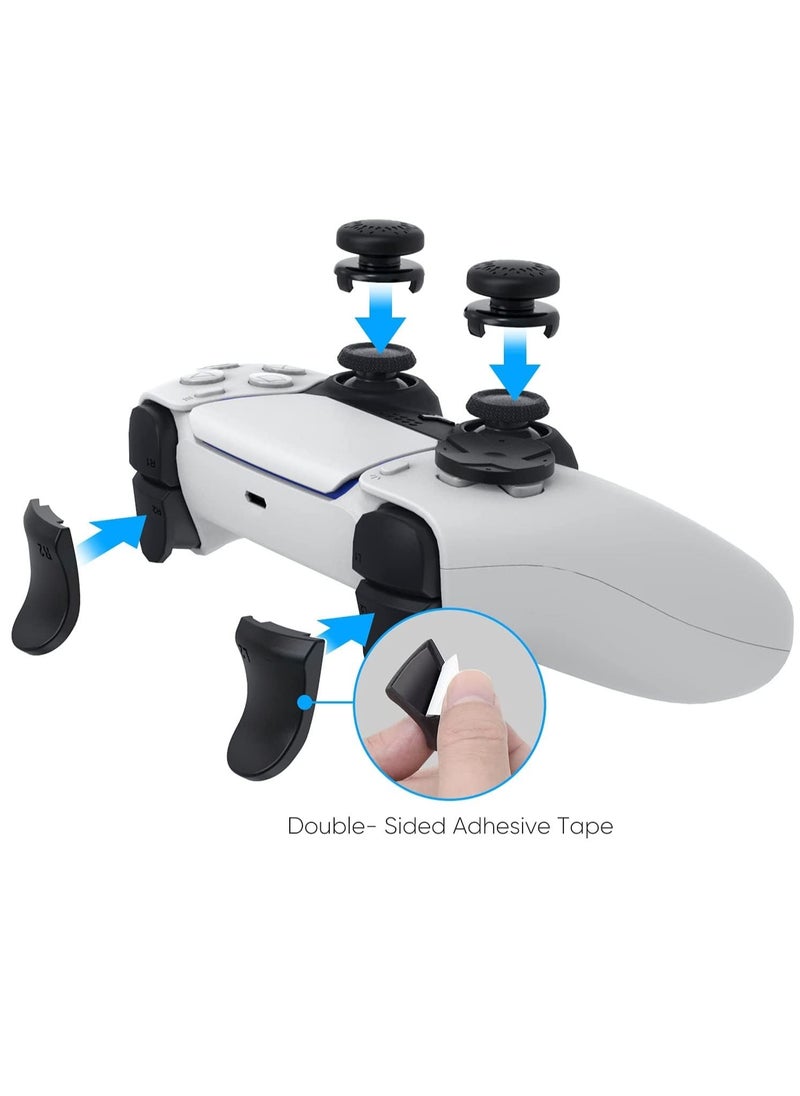Accessories Kit Bundle for PS5 Compatible with DualSense Controller, Thumb Grips Sticks Joystick + L2 R2 Trigger Extender+D-pad on for Playstation 5 Controller, Anti-Slip Replacement Parts