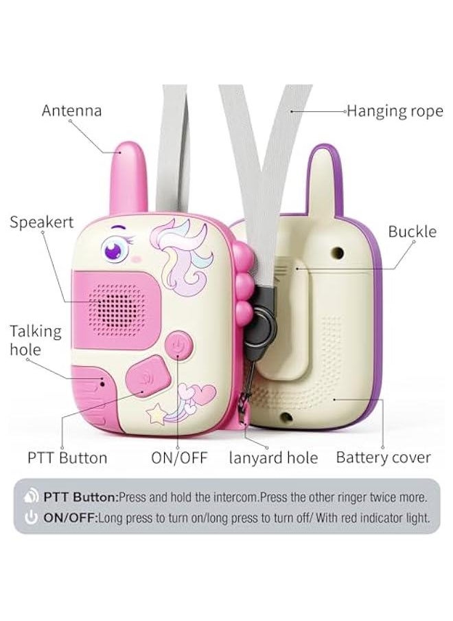 Walkie Talkies Toys for Girls:Unicorn Toys 2 Pack Birthday Gifts for 3 4 5-7 8 Year Old Girls Toy for 4 5 6 7 8-10 Year Old Camping Outdoor Games, Stocking Stuffers for Girls Kids