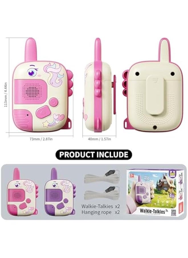 Walkie Talkies Toys for Girls:Unicorn Toys 2 Pack Birthday Gifts for 3 4 5-7 8 Year Old Girls Toy for 4 5 6 7 8-10 Year Old Camping Outdoor Games, Stocking Stuffers for Girls Kids