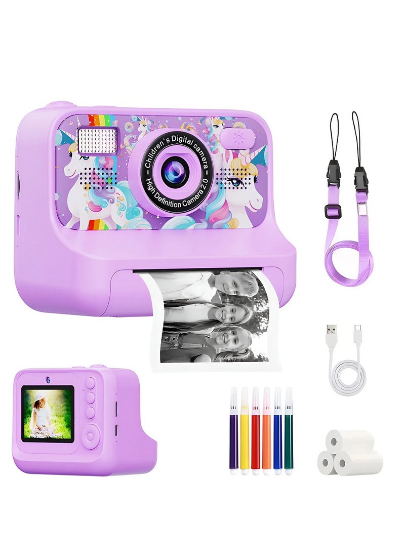 Kids Instant Print Camera with 1080P Video, Digital Photo, MP3 Player, Games & Rechargeable Battery – Fun Toy Camera for Boys & Girls