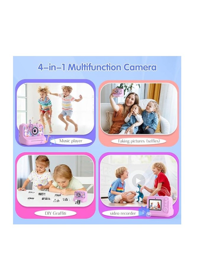 Kids Instant Print Camera with 1080P Video, Digital Photo, MP3 Player, Games & Rechargeable Battery – Fun Toy Camera for Boys & Girls