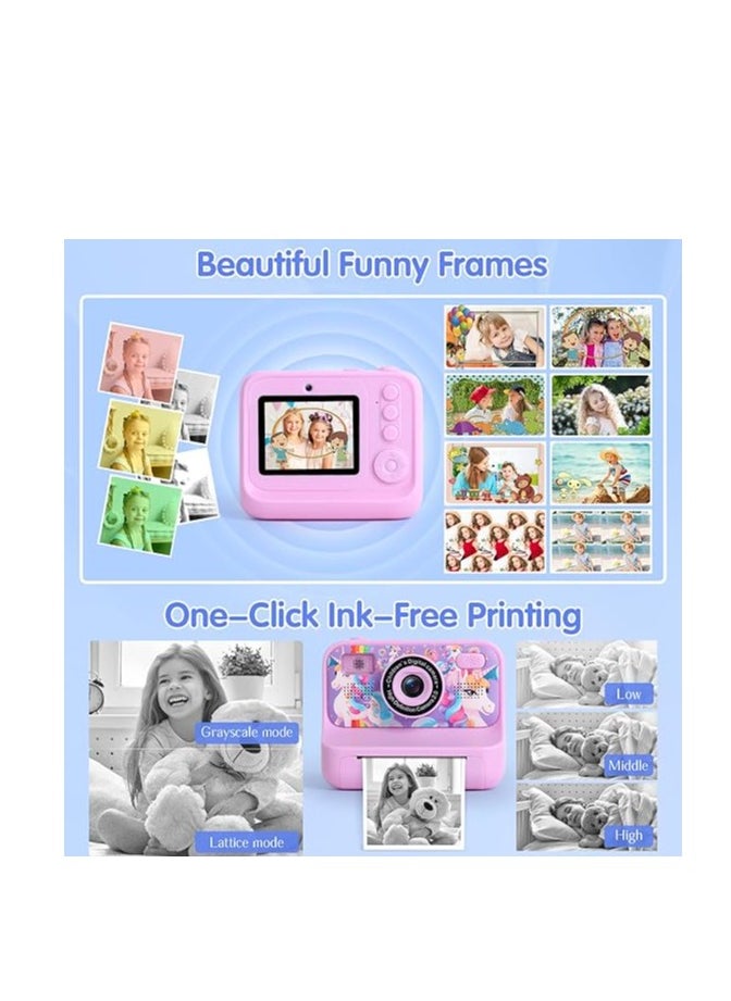 Kids Instant Print Camera with 1080P Video, Digital Photo, MP3 Player, Games & Rechargeable Battery – Fun Toy Camera for Boys & Girls