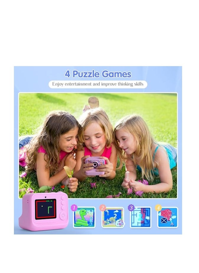Kids Instant Print Camera with 1080P Video, Digital Photo, MP3 Player, Games & Rechargeable Battery – Fun Toy Camera for Boys & Girls