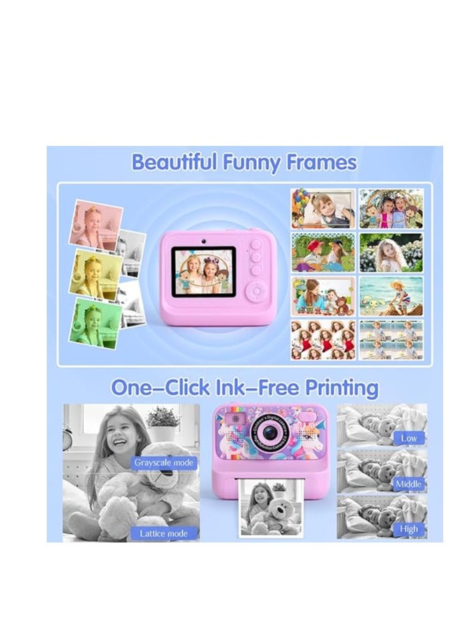 Kids Instant Print Camera with 1080P Video, Digital Photo, MP3 Player, Games & Rechargeable Battery – Fun Toy Camera for Boys & Girls