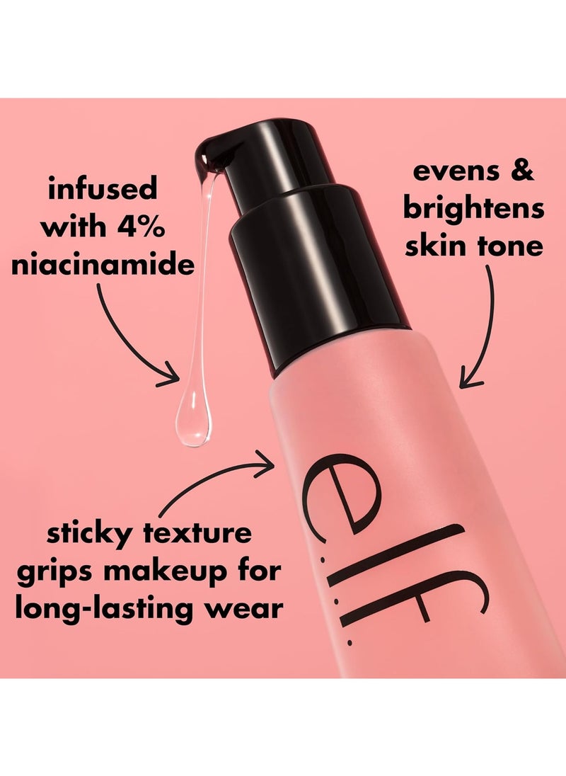 power grip primer with 4 percent niacinamide gel based hydrating face primer evens skin brightens grips makeup vegan and cruelty free 0 point 8 fl oz pink