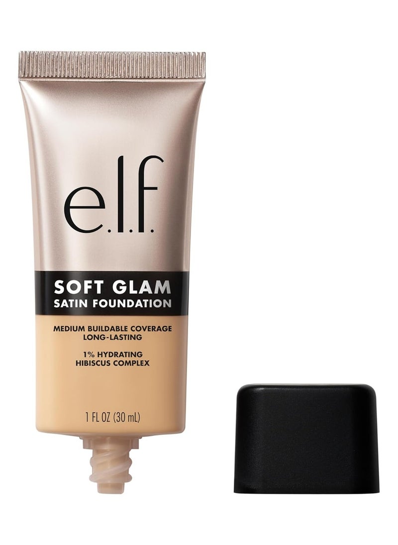 soft glam liquid foundation medium coverage long lasting buildable smooth satin finish vegan and cruelty free 22 light warm