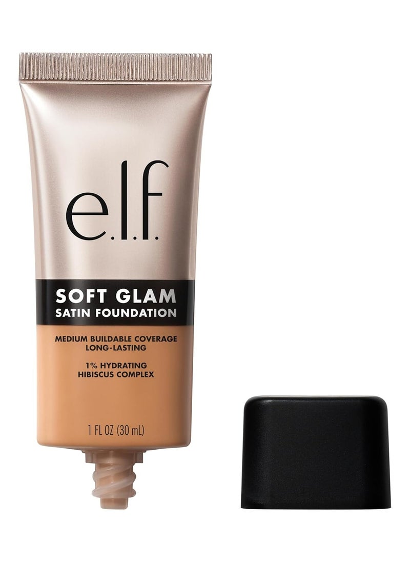 soft glam liquid foundation medium coverage long lasting buildable smooth satin finish vegan and cruelty free 44 Tan Cool