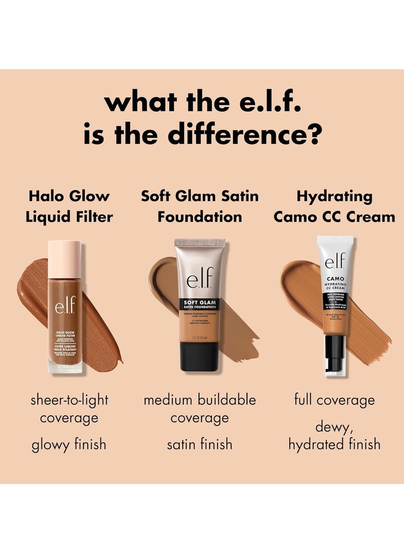 soft glam liquid foundation medium coverage long lasting buildable smooth satin finish vegan and cruelty free 44 Tan Cool
