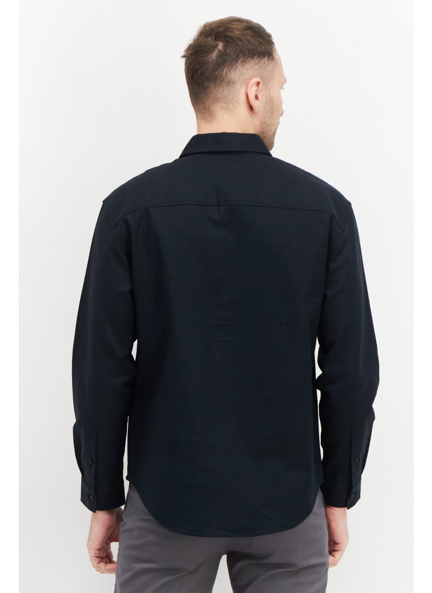 Men Regular Fit Long Sleeve Solid Casual Shirts, Black