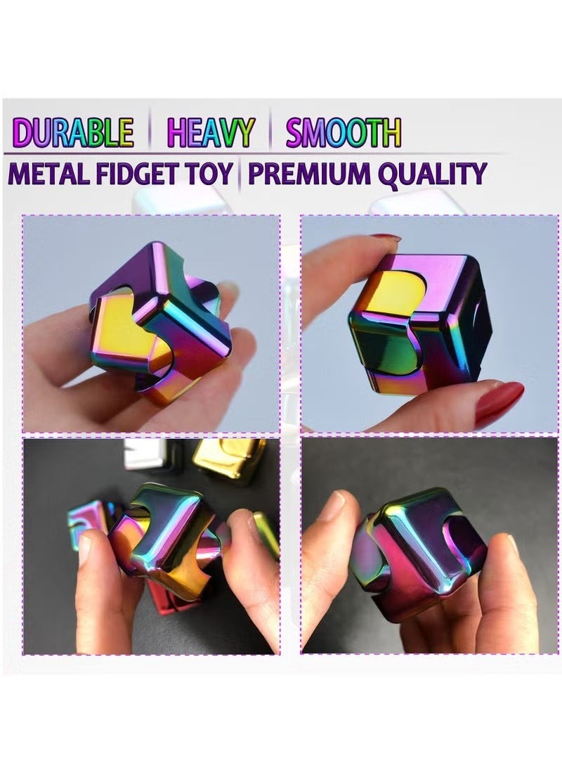 Fidget Spinner Toys Cube, Metal Edc Cool Desk Gadgets Office Toys, Small Anxiety Figette Sensory Toy, Fingears Figet Stress Gift for Kids and Adults