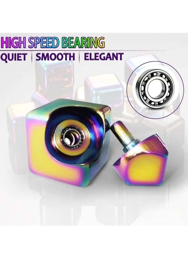 Fidget Spinner Toys Cube, Metal Edc Cool Desk Gadgets Office Toys, Small Anxiety Figette Sensory Toy, Fingears Figet Stress Gift for Kids and Adults