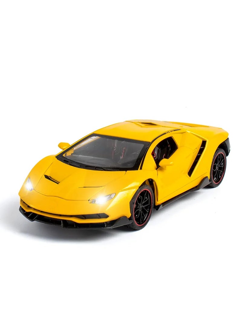 1:24 Scale Die-Cast Sports Car Model with Scissor Doors, Lights, Sounds & Pull-Back Action