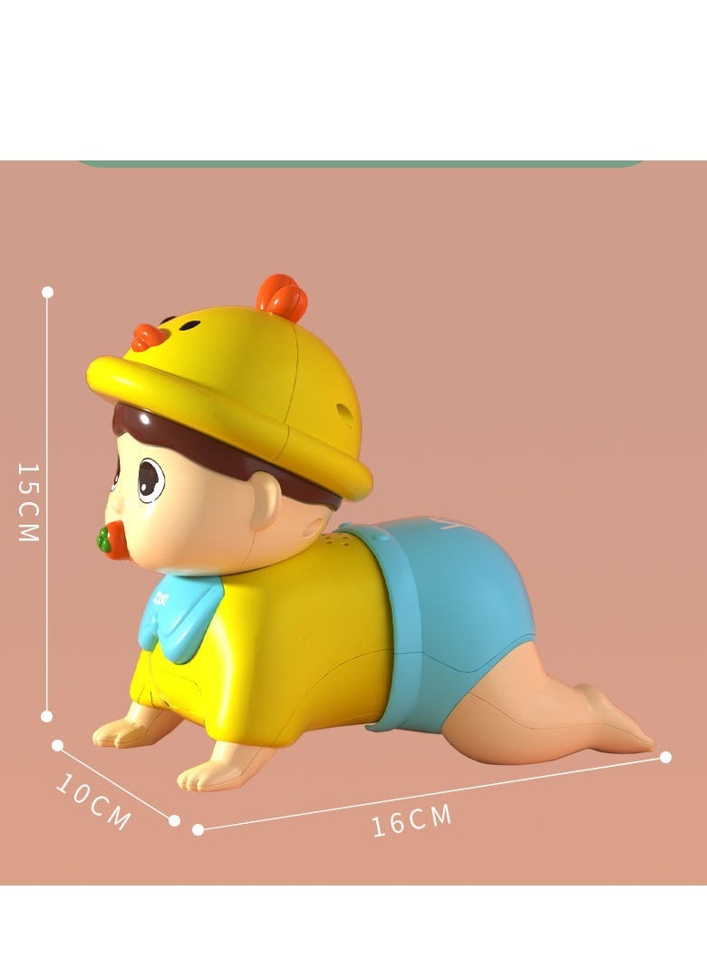 Newborn baby training toy for head-up positioning, electrophoretic fun baby crawling doll with lights and music