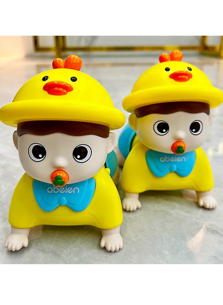 Newborn baby training toy for head-up positioning, electrophoretic fun baby crawling doll with lights and music