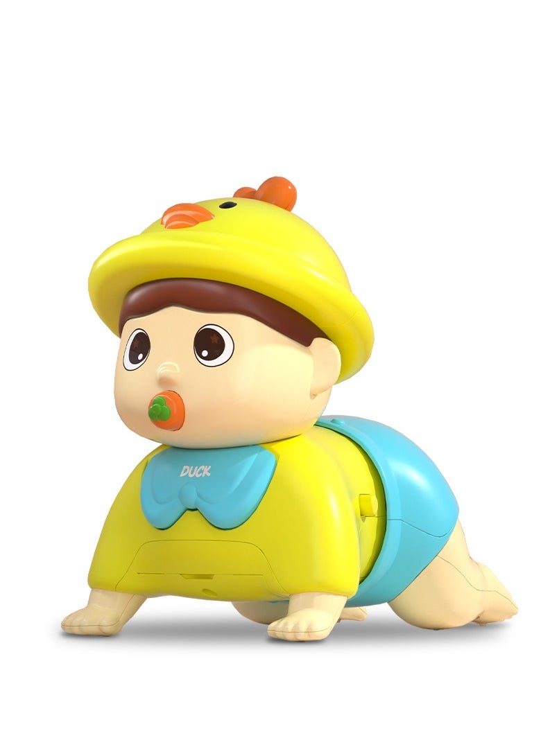 Newborn baby training toy for head-up positioning, electrophoretic fun baby crawling doll with lights and music