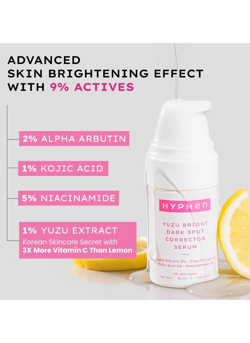 2% Alpha Arbutin Yuzu Bright Dark Spot Corrector Face Serum With 1% Kojic Acid | Reduces Dark Spots & Pigmentation | Even Tones & Brightens Skin | For Uneven & All Skin Types |Lightweight & Quick Absorbing - 30ml