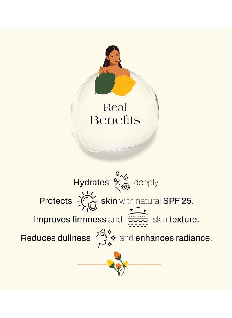 Daily Hydration Day Cream with Broad Spectrum Natural SPF 25, UVA/UVB Sun Protector, Natural Day Cream for Pigmentation, Silky Soft & Brightening Skin (50 gm)