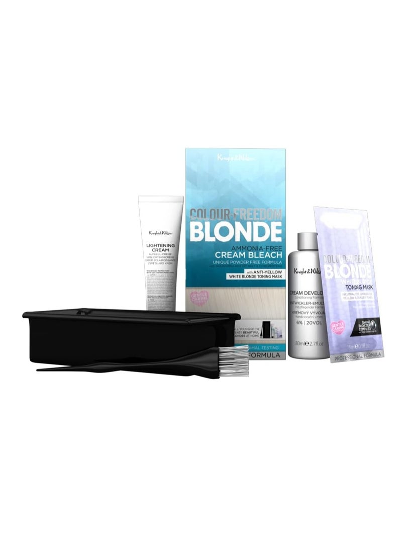 Colour Freedom Cream Hair Bleach Ammonia Free Formula Lifts up to 8 Shades Protects and Repairs While Lightening Complete bleaching kit including Tint Bowl and Brush Packaging may vary