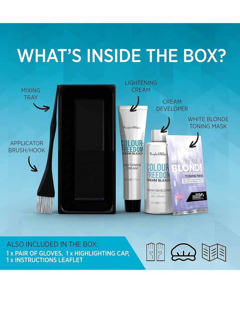 Colour Freedom Cream Hair Bleach Ammonia Free Formula Lifts up to 8 Shades Protects and Repairs While Lightening Complete bleaching kit including Tint Bowl and Brush Packaging may vary