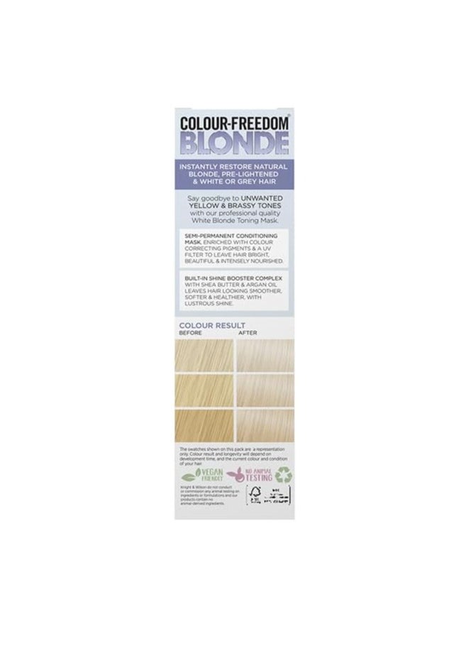 Colour Freedom Blonde Anti Yellow Toner Mask Semi Permanent Conditioning Treatment Neutralises Yellow and Brassy Tones for Naturally Light Bleached Grey and Coloured Hair 150ml