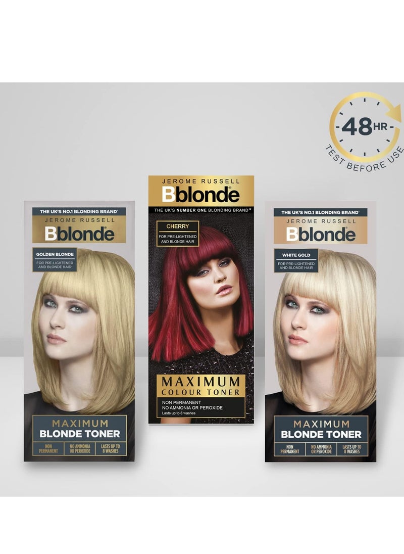 Bblonde White Gold Maximum Blonde Toner Non Permanent Hair Toner for Pre Lightened and Blonde Hair Colour Hair Dye with No Ammonia or Peroxide Lasts 8 Washes 75ml
