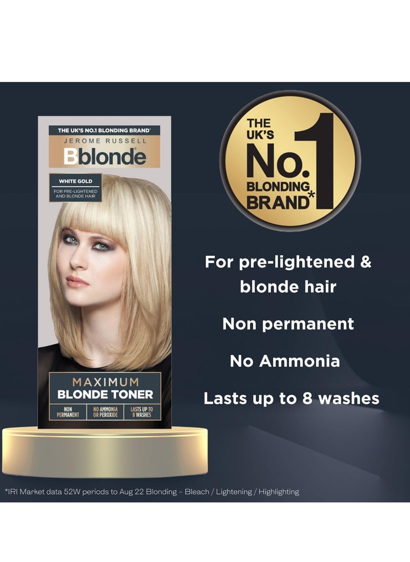 Bblonde White Gold Maximum Blonde Toner Non Permanent Hair Toner for Pre Lightened and Blonde Hair Colour Hair Dye with No Ammonia or Peroxide Lasts 8 Washes 75ml