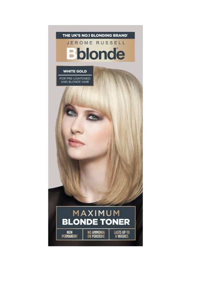 Bblonde White Gold Maximum Blonde Toner Non Permanent Hair Toner for Pre Lightened and Blonde Hair Colour Hair Dye with No Ammonia or Peroxide Lasts 8 Washes 75ml