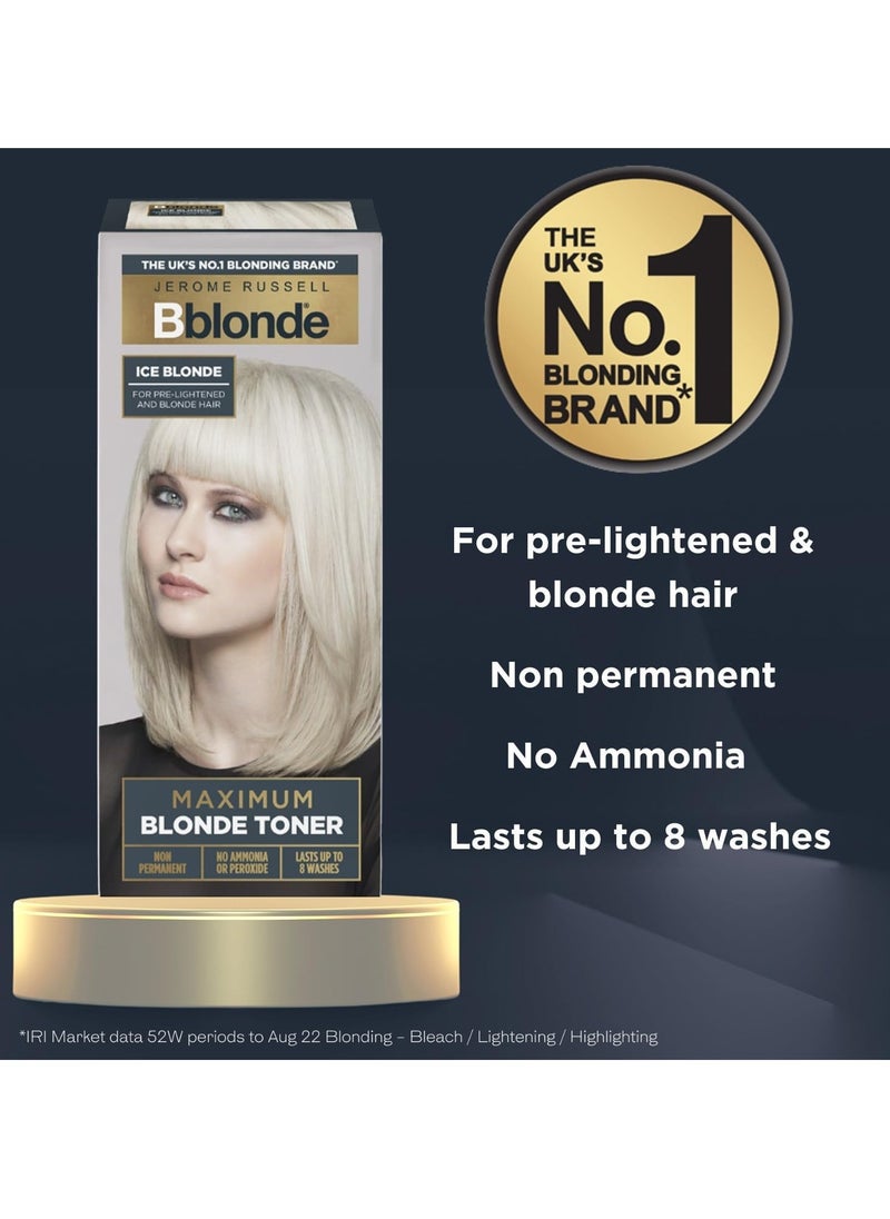 Bblonde Maximum Colour Ice Blonde Toner Non Permanent Hair Toner for Pre Lightened and Naturally Blonde Hair Cool Blonde Hair Dye with No Ammonia Peroxide Lasts up to 8 Washes 75ml