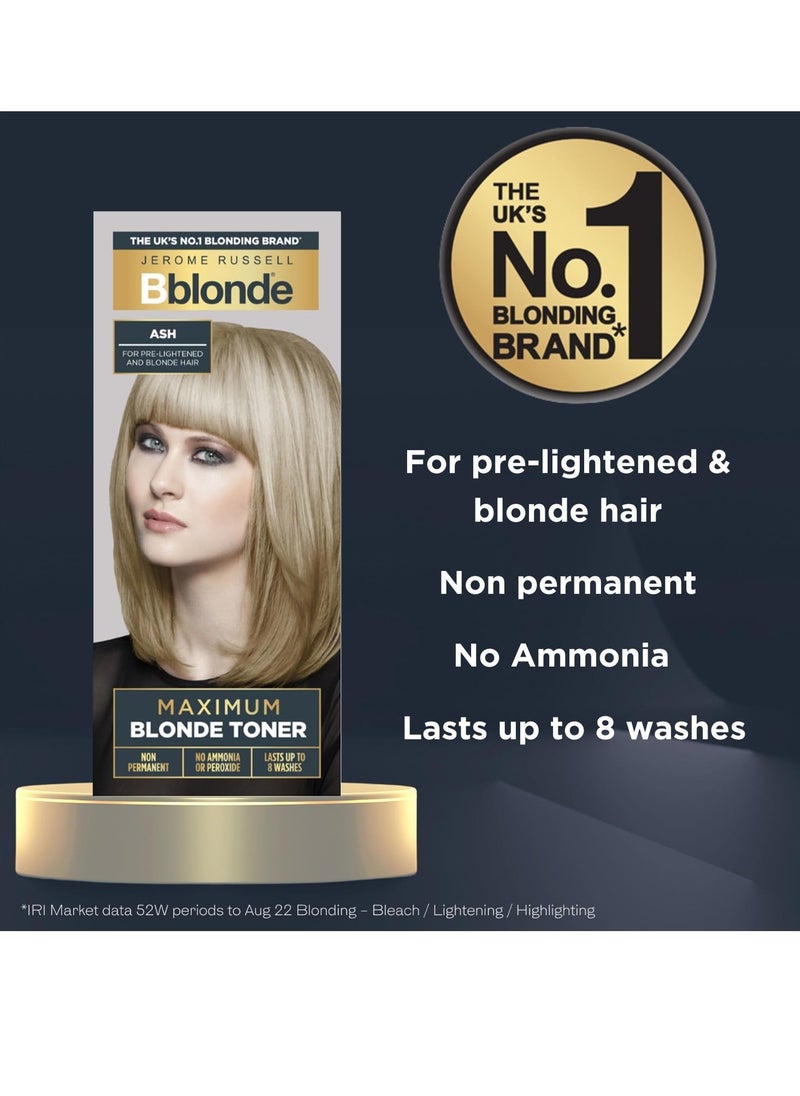 Bblonde Ash Maximum Blonde Toner Non Permanent Hair Toner for Pre Lightened and Blonde Hair Colour Ash Hair Dye with No Ammonia or Peroxide Lasts 8 Washes 75ml