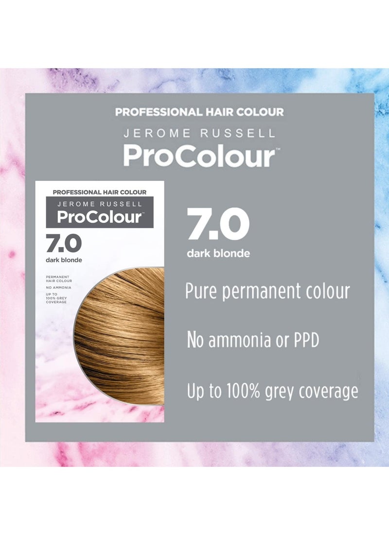 ProColour Dark Blonde 7.0 Permanent Hair Colour Ammonia Free Hair Dye for Full Grey Coverage Shine and Colour Retention with Brazil Nut Oil