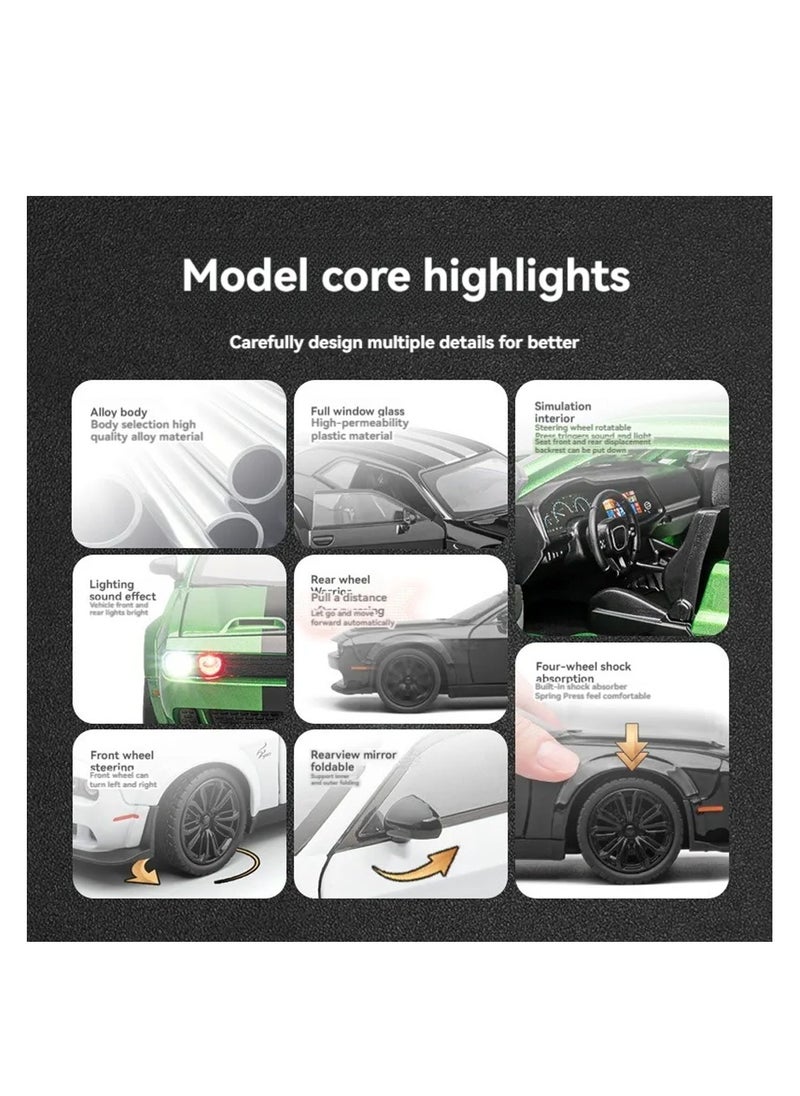 1:22 Scale  Die-Cast Model Car with Lights, Sounds & Opening Doors – Pull-Back Action