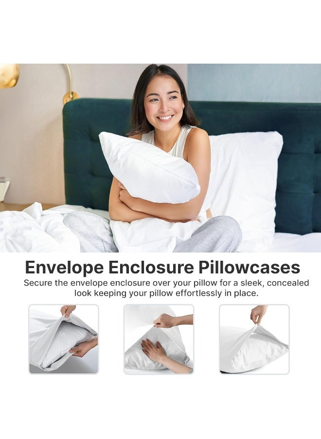 Queen Pillow Cases Set of 2 - Ultra Soft Hotel Quality Pillowcase Covers - Comfortable Cozy Bedding for Women, Men, Kids & Teens - Machine Washable Pillow Protectors - 2 Pieces Set - Queen Size White