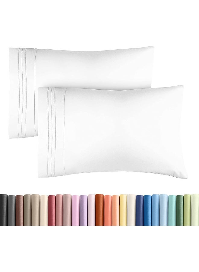 Queen Pillow Cases Set of 2 - Ultra Soft Hotel Quality Pillowcase Covers - Comfortable Cozy Bedding for Women, Men, Kids & Teens - Machine Washable Pillow Protectors - 2 Pieces Set - Queen Size White