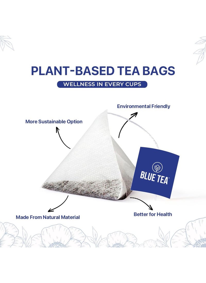 BLUE TEA Belly Tea 30 Tea Bags Pyramid Plant Based helps With Belly Fat and Bloating Manage Weight Slim Belly Caffeine Free Herbal Tea Sugar Free Featured In Shark Tank  For Men And Women Ziplock Pack